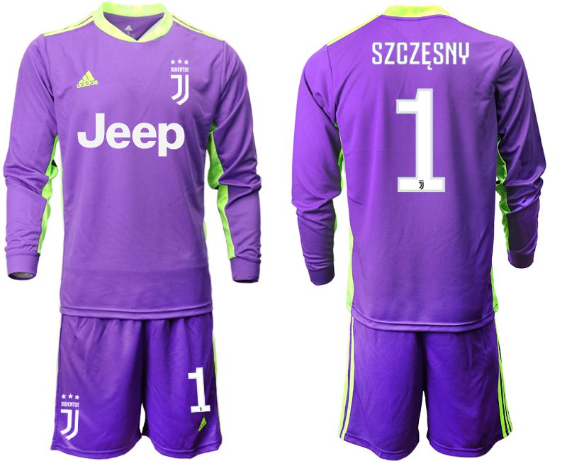 Men 2020-2021 club Juventuspurple long-sleeved Goalkeeper Soccer Jersey #1 Soccer Jerseys